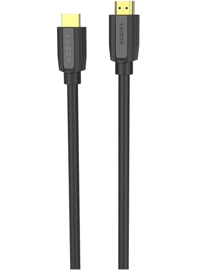 لازور - كابل HDMI LAZOR HD02 موصلات مطلية بالذهب 24 قيراط، كابل 4K Ultra HD، مع عرض نطاق عالي السرعة 18 جيجابت في الثانية، متوافق (الكمبيوتر المحمول، PS3/4، الشاشة، تلفزيون HD، مشغل DVD، جهاز عرض، شاشة STB)، 1 متر، أسود - Image 1