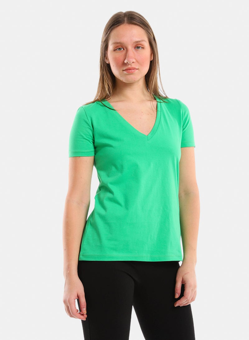 belle V Neck Slip On Heather Tee - Image 2