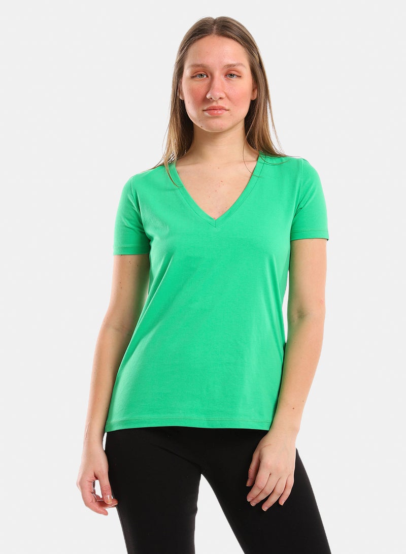 belle V Neck Slip On Heather Tee - Image 1
