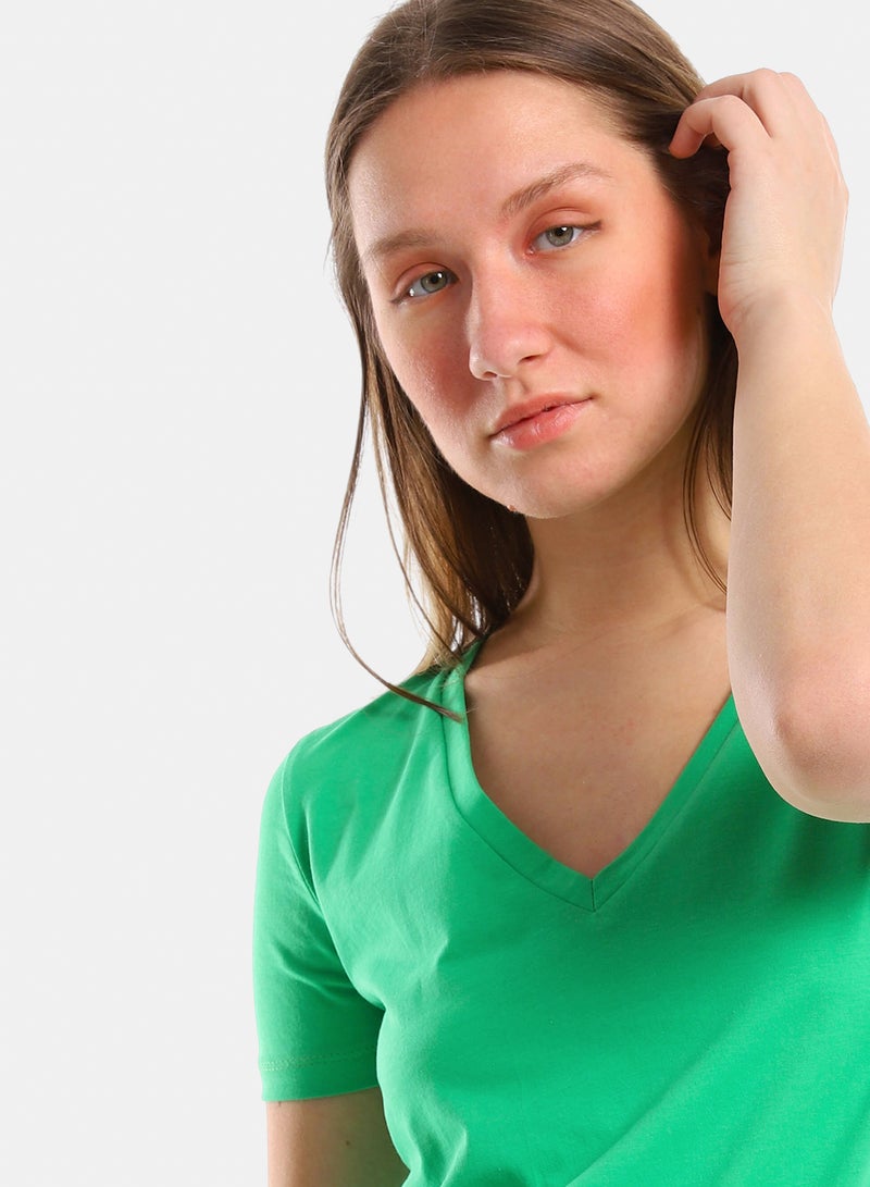 belle V Neck Slip On Heather Tee - Image 4