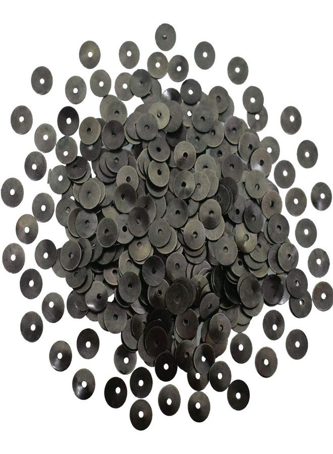 Embroiderymaterial Round Shape Centre Hole Sequins Metal Sequins for Craft and Embroidery Purpose 100gm (Gunmetal Color, 6MM) - Image 1