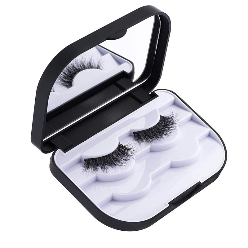 JYHi False Eyelash Storage Case with Mirror Lash Organizer Holder Box Empty Makeup Cosmetic Travel Case and 3 Pari Strip Lash Container (Black) - Image 2