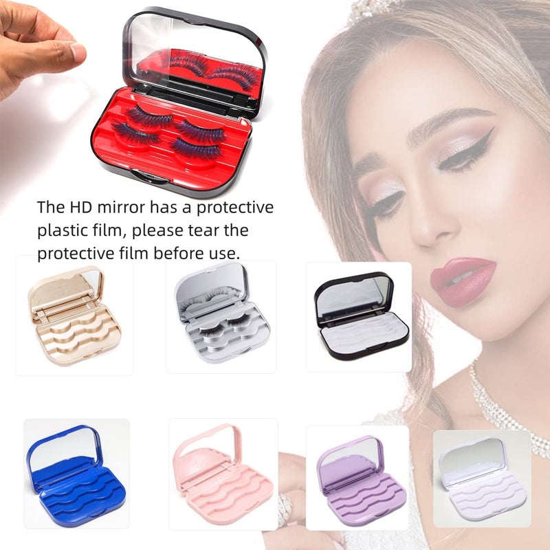 JYHi False Eyelash Storage Case with Mirror Lash Organizer Holder Box Empty Makeup Cosmetic Travel Case and 3 Pari Strip Lash Container (Black) - Image 5