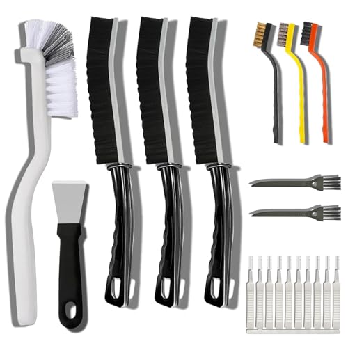 Prelady 20Piece Crevice Cleaning Brush Set Multifunctional Kit with Precision Brushes ScraperShower Cleaner Brush for Car Kitchen Bathroom Grout Sink Cup Teapot Bottle Blender Corners More - Image 1