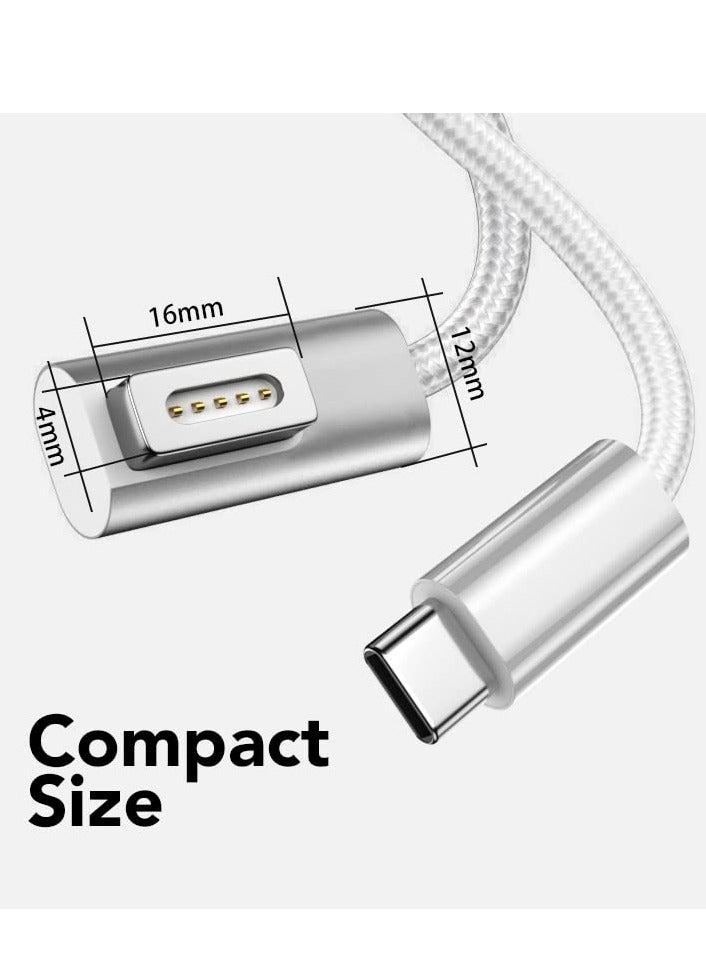 USB C Magnetic Right Angle Adapter USB C 2 T-Tip Cable Cord 1.8M PD 60W 100W Power Fast Head Charging Compatible with Old MacBook Pro After 2012 Year for Magsafe2 C