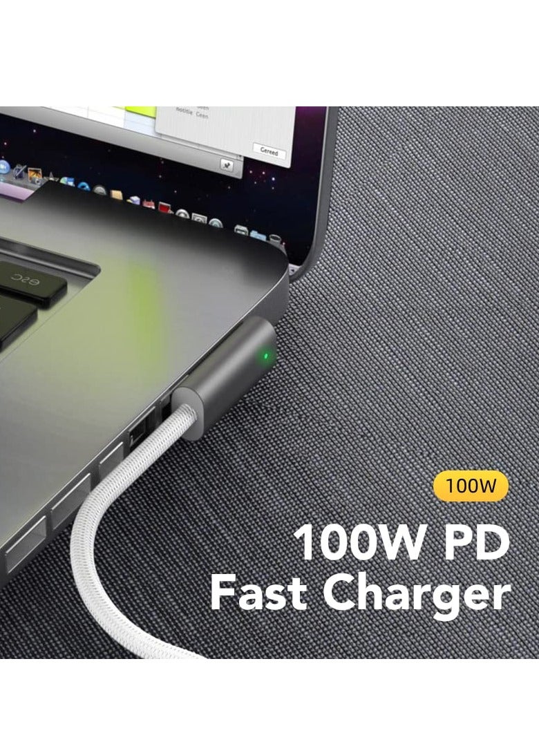 USB C Magnetic Right Angle Adapter USB C 2 T-Tip Cable Cord 1.8M PD 60W 100W Power Fast Head Charging Compatible with Old MacBook Pro After 2012 Year for Magsafe2 C