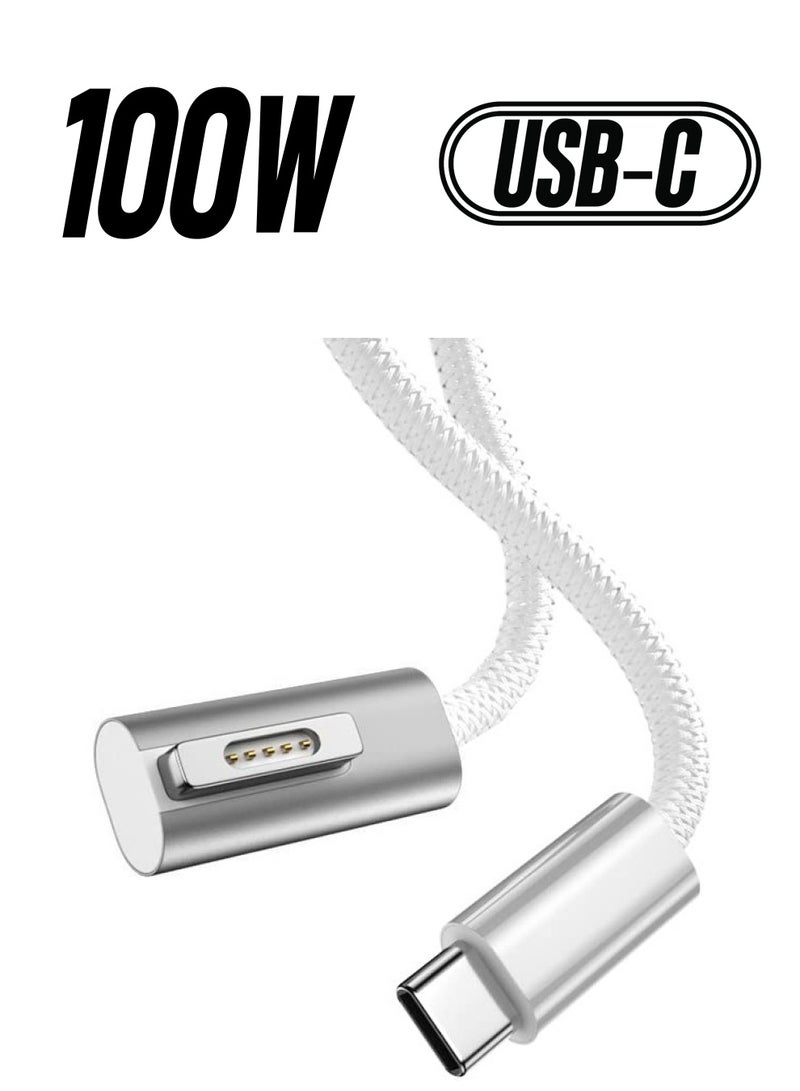 USB C Magnetic Right Angle Adapter USB C 2 T-Tip Cable Cord 1.8M PD 60W 100W Power Fast Head Charging Compatible with Old MacBook Pro After 2012 Year for Magsafe2 C