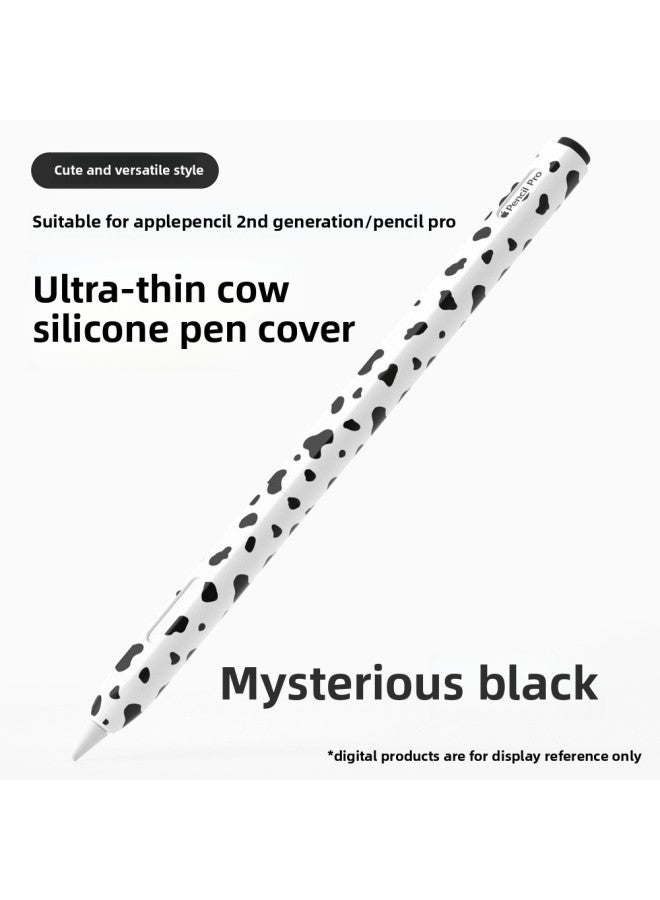 For Apple For Applepencil Pro Protective Case Pencilpro Silicone Milk Pattern Pen Case Second Generation Universal-Color:【black】 Pen Cover-Applicable Model:For Apple Pencil Pro/2nd Generation Universal - Image 1