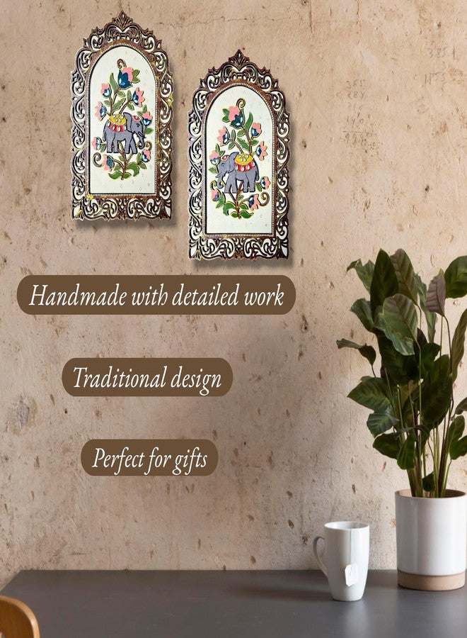 Noblenest Samrat Handmade Elephant Wooden Wall Hanging Decor for Living Room,Jharokha Wall Decor Items for Living Room, Home Decoration Items for Home, Set of 2, Decorative Wall Plates for home decoration - Image 5