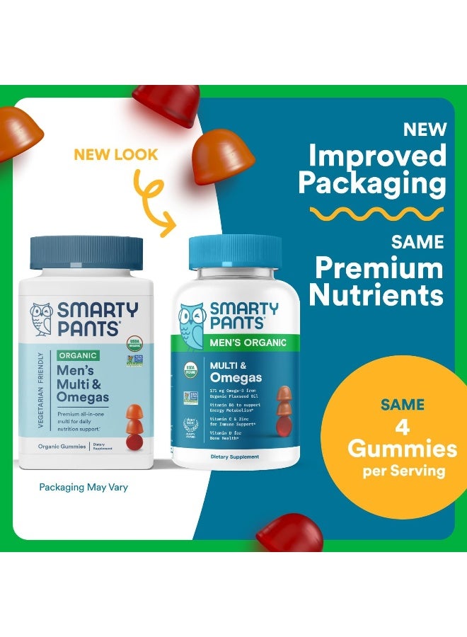 SmartyPants Multivitamin for Men, Organic Gummies: Methylfolate, Omega 3 (ALA), Vitamin D3, C, Vitamin B12, B6, A, K & Zinc for Immune Support, Biotin, Vegetarian, 120 Gummies (30 Day Supply) - Image 2