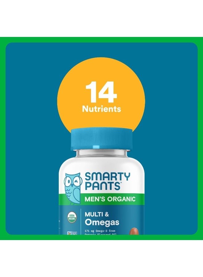 SmartyPants Multivitamin for Men, Organic Gummies: Methylfolate, Omega 3 (ALA), Vitamin D3, C, Vitamin B12, B6, A, K & Zinc for Immune Support, Biotin, Vegetarian, 120 Gummies (30 Day Supply) - Image 5