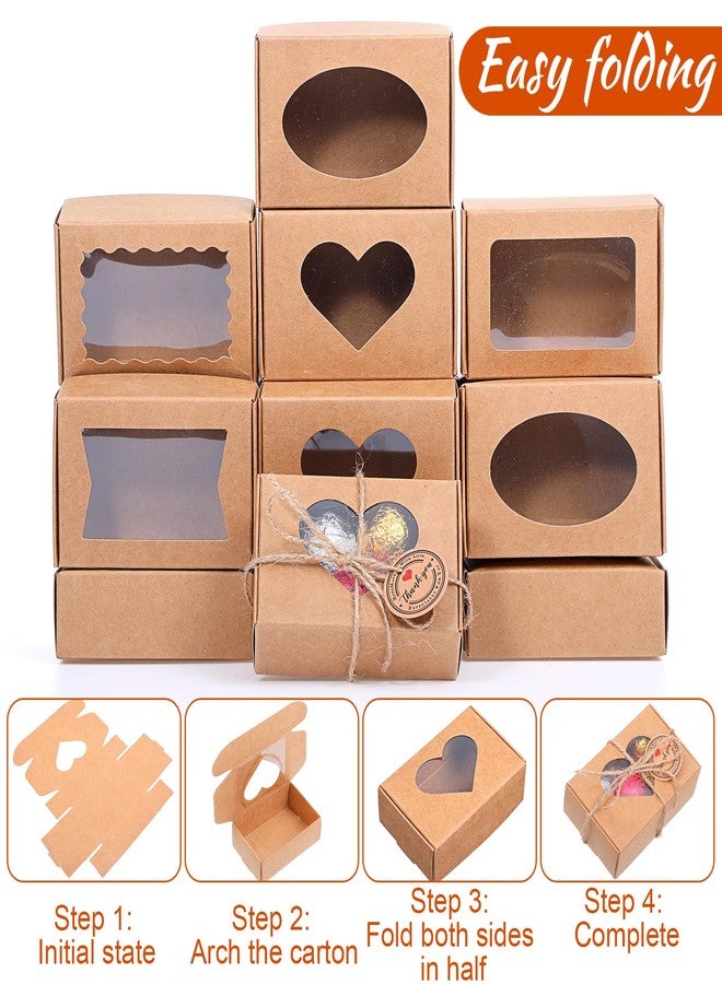 Lemecima 100 Pcs Soap Boxes for Homemade Soap with Clear Windows, 5 Designs Paper Gift Packaging Boxes 3.5 x 2.4 x 1.2 Inch, Includes Thank You Tags & Jute Twine for Treats, Candies, Cookies - Image 4