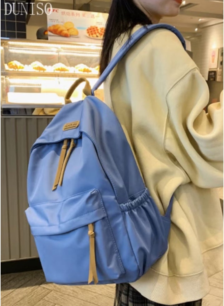 DUNISO Fresh Blue Backpack | Lightweight, Waterproof & Versatile for Students - Image 1