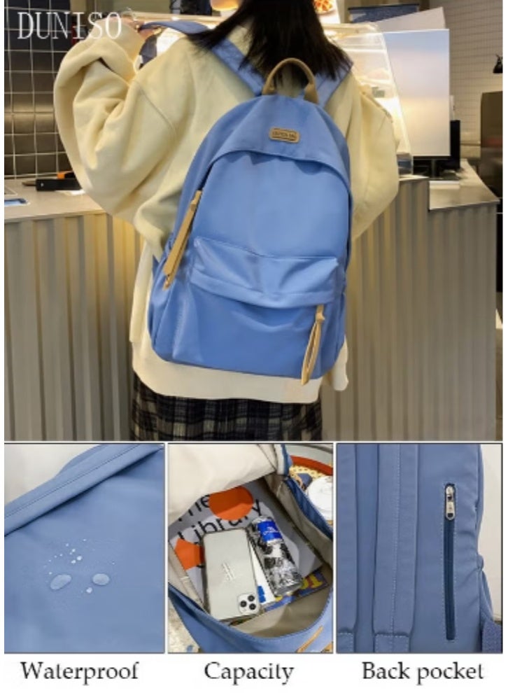 DUNISO Fresh Blue Backpack | Lightweight, Waterproof & Versatile for Students - Image 2