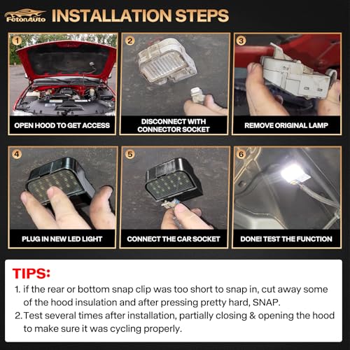 FetonAuto Full LED Under Hood Light Assembly for 1999-2006 Chevy Silverado GMC Sierra 1500 2500 3500, Super Bright White Hood Lamp for Suburban Yukon Tahoe Cadillac Escalade Chevrolet Avalanche, etc - Image 4