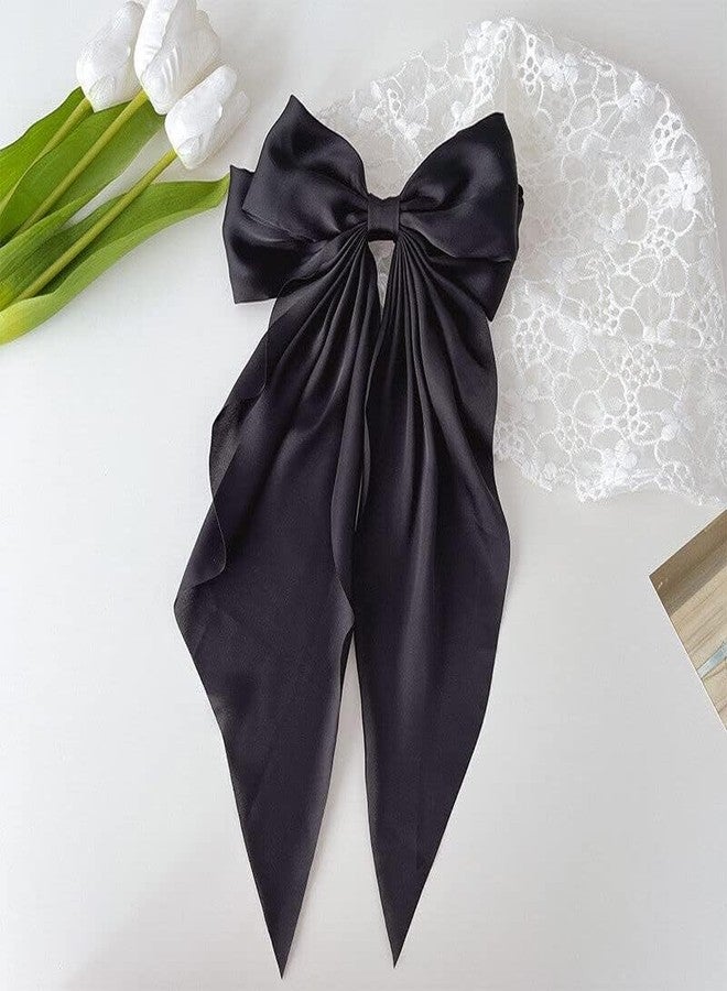 RHOSYN Large Satin Silk Hair Bow Clips Solid Color Big Bowknot Barrettes Hair Accessories For Girls and Women (PK-2) - Image 4