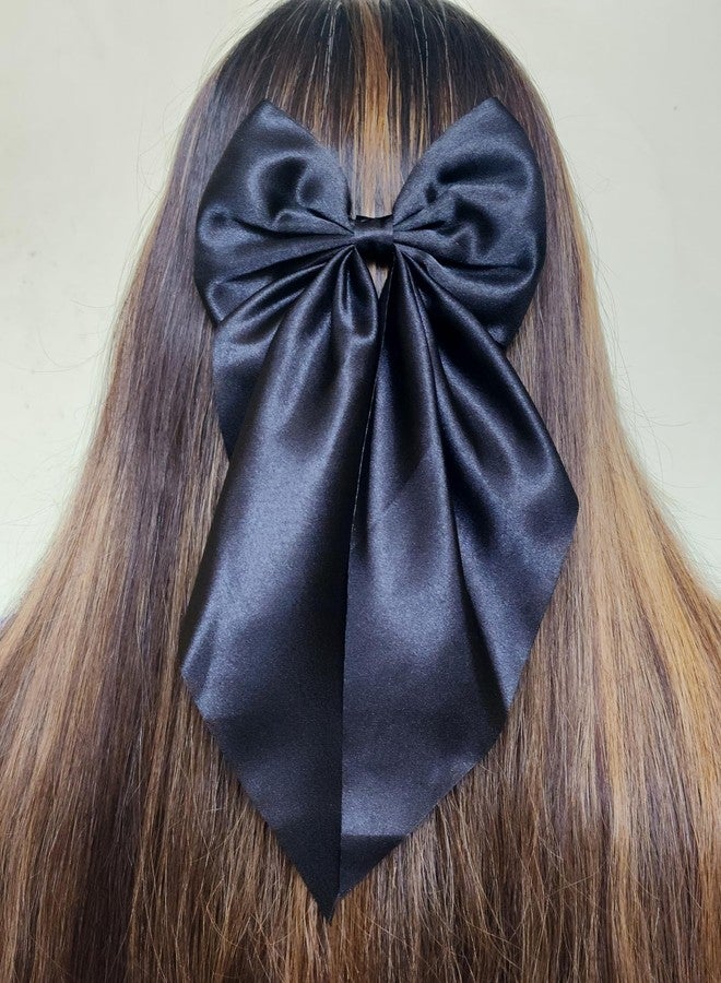 RHOSYN Large Satin Silk Hair Bow Clips Solid Color Big Bowknot Barrettes Hair Accessories For Girls and Women (PK-2) - Image 2