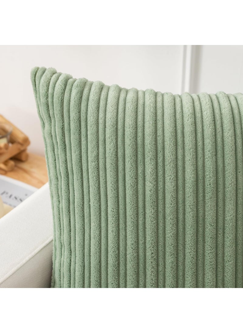 K KEVIN TEXTILE Kevin Textile Spring Pillow Covers 24x24 Set of 2 Spring Decorations Soft Plush Corduroy Chic Cushion Covers for Bedroom  24 x 24 inch  Sage Green  - Image 2
