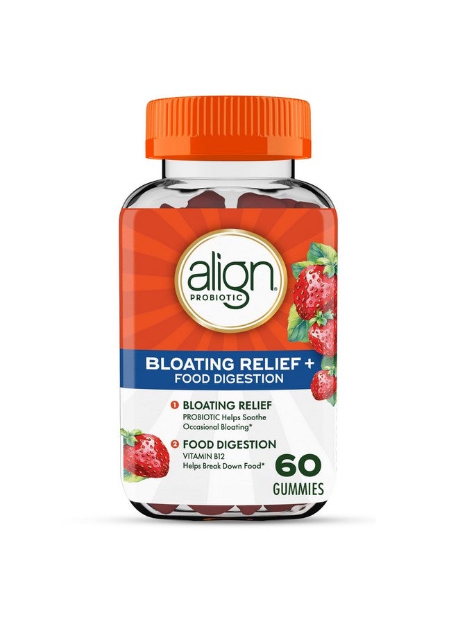 Align Probiotic, Bloating Relief + Food Digestion, Probiotics for Women and Men, Probiotic Helps Soothe Occasional Bloating*, With Vitamin B12 to Help Break Down Food into Cellular Energy*,60 Gummies - Image 1
