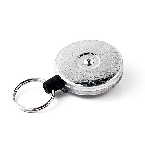 KEY-BAK Original HD Retractable Keychain, 48" Retractable Cord, Chrome Front, Steel Belt Loop, 8 oz. Retraction, Split Ring - Image 1