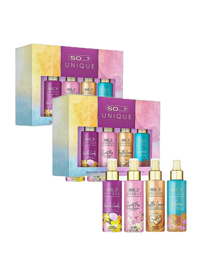So..? So…? Pack of 2 Unique Mini Mist Women’s Gift Sets (4 × 50ml Each) – Vanilla Candy, Sweet Pea, Truffle Cream & Cashmere | Long-Lasting Body Mist Fragrance Bundle - Image 1