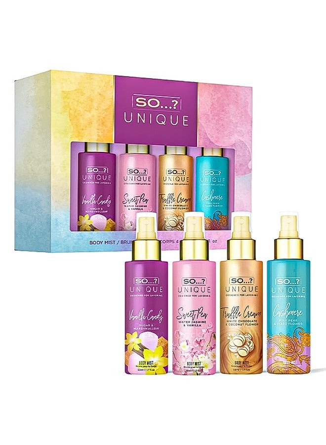 So..? So…? Pack of 2 Unique Mini Mist Women’s Gift Sets (4 × 50ml Each) – Vanilla Candy, Sweet Pea, Truffle Cream & Cashmere | Long-Lasting Body Mist Fragrance Bundle - Image 2