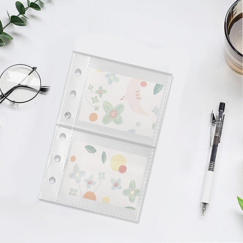 Two Grid Model Binder Sheet Sleeves 10 Pieces Clear Pockets 6 Ring Insert Sleeves Document Filing Organizer - Image 3