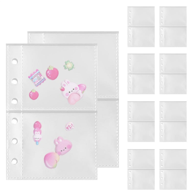 Two Grid Model Binder Sheet Sleeves 10 Pieces Clear Pockets 6 Ring Insert Sleeves Document Filing Organizer - Image 2