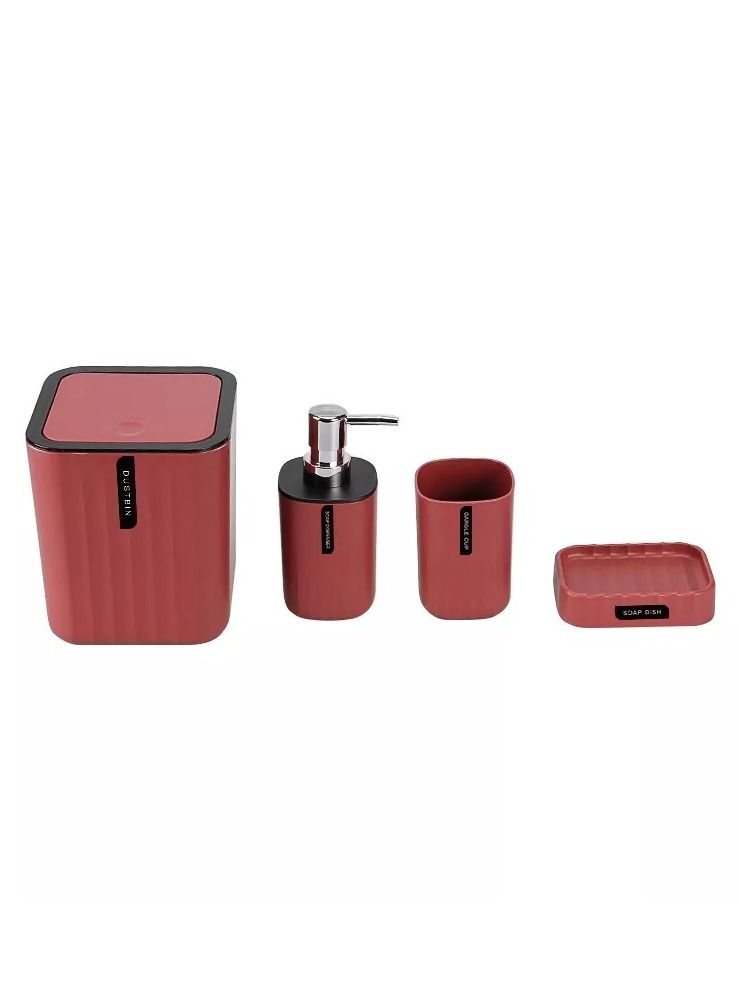 SANITARY Ware's Window 4-Piece Bathroom Accessories Set-Red - Image 1