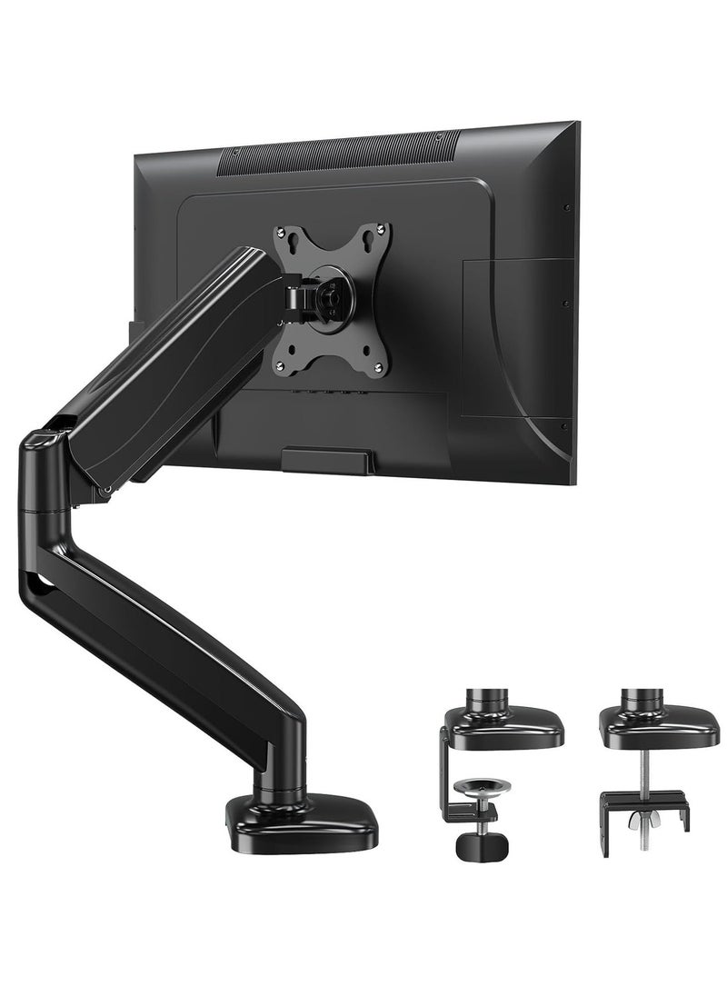 JAJEEK Single Monitor Arm for 13-32 Inch Monitors, Gas Spring Arm with 360° Rotation, VESA 75x75/100x100mm, C-Clamp & Grommet Base, Adjustable Stand for Monitors up to 8KG - Image 1