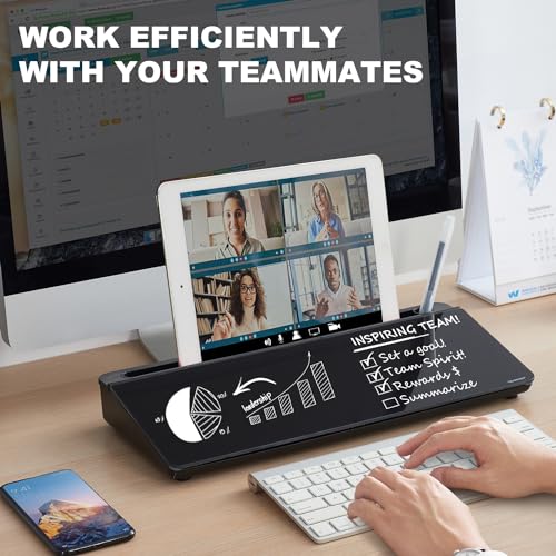 TSJ OFFICE Desktop Whiteboard Dry-Erase-Board - Computer Keyboard Stand White Board Surface Pad with Drawer, Desk Organizers with Accessories for Office, Home, School Supplies - Complete Black - Image 2