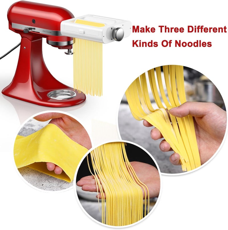 RETHONE Pasta Maker Attachment for KitchenAid Stand Mixers -3 in 1 Set Pasta Attachments includes Pasta Roller, Spaghetti Fettuccine Cutter, Pasta Machine Attachment Accessories for KitchenAid - Image 2
