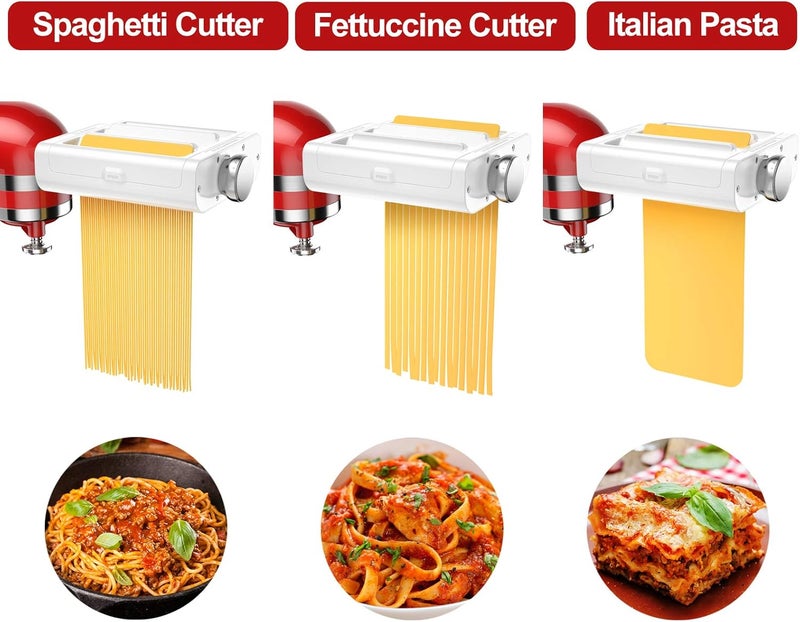 RETHONE Pasta Maker Attachment for KitchenAid Stand Mixers -3 in 1 Set Pasta Attachments includes Pasta Roller, Spaghetti Fettuccine Cutter, Pasta Machine Attachment Accessories for KitchenAid - Image 5