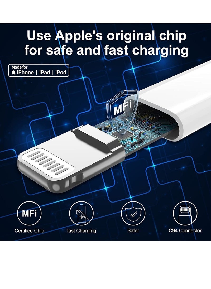 ELTRAZONE - iPhone Fast Charger Plug & Cable 2mT, [Apple MFi Certified] iPhone 20W USB C USB C Charger Power Adapter w/ USB C to Lightning Cable iPhone 13/12/SE/11/XS/XR/X/8, iPad, AirPod, White - Image 1