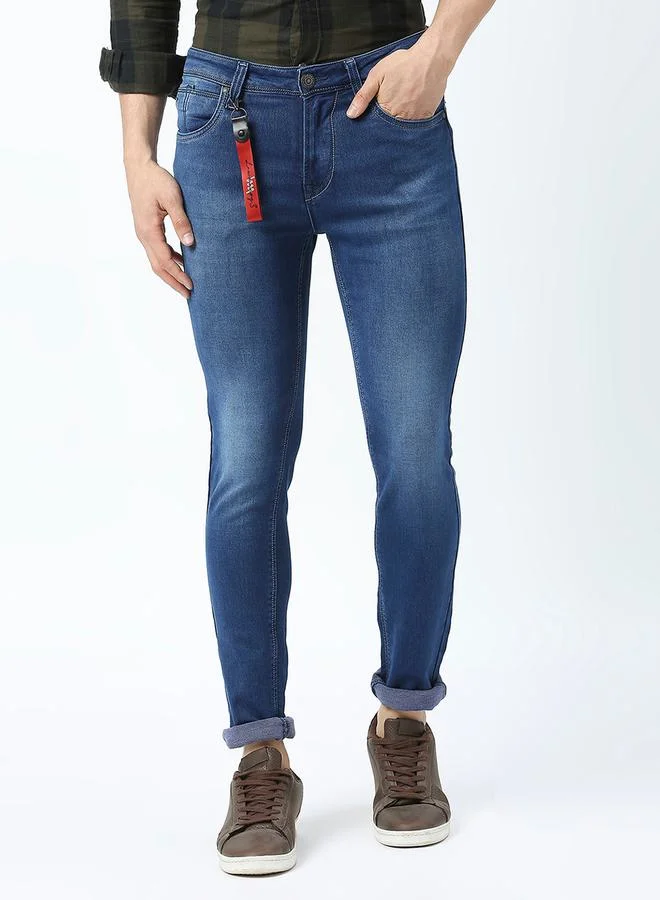 LAWMAN Pg3 Mid Rise Faded Skinny Fit Jeans with Button Closure by Styli