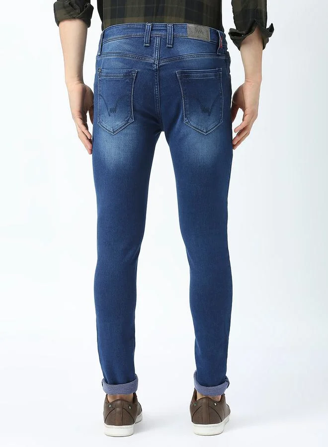 LAWMAN Pg3 Mid Rise Faded Skinny Fit Jeans with Button Closure by Styli