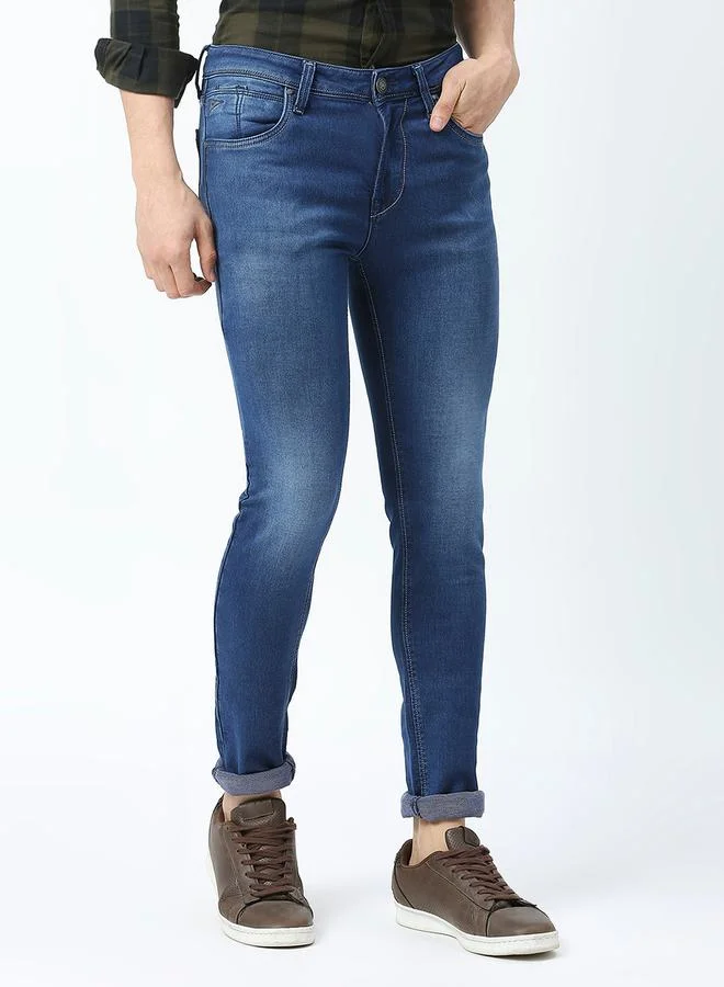 LAWMAN Pg3 Mid Rise Faded Skinny Fit Jeans with Button Closure by Styli