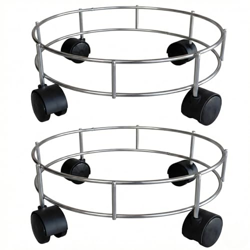 BIRDWING Durable Stainless Steel LPG Gas Cylinder Trolley with 4-Wheel Base – Gas Stand for Kitchen Use (Steel-2 Pcs) - Image 1