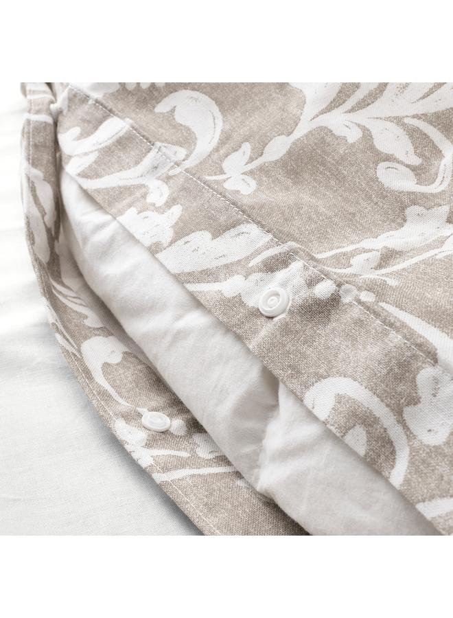 إيروريكس غطاء لحاف و2 كيس وسادة بيج/أبيض 240X220/50X80 سم - Image 5