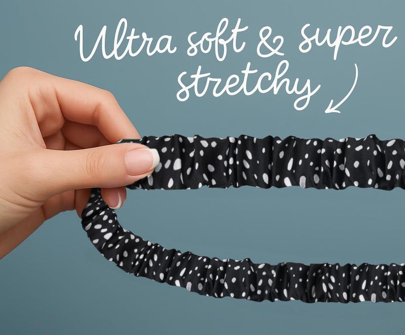 MyfavoriteK Elastic Stretchy Lanyard for ID Badges Cute Retractable Scrunchie Lanyard for Keys Cute Keychain Holder for Women (Polka Dot) - Image 2