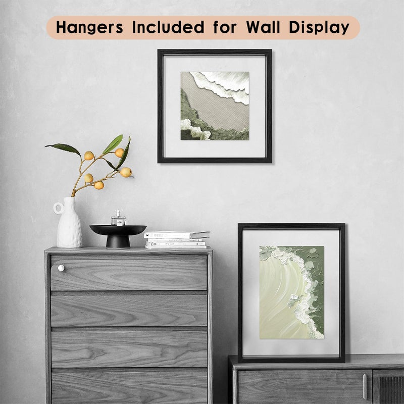 MUYE 8x10 Floating Frames Set of 2,Double Glass Picture Frame Display Any Size Photo up to 8x10,Wall Mount or Tabletop Standing,Black - Image 4