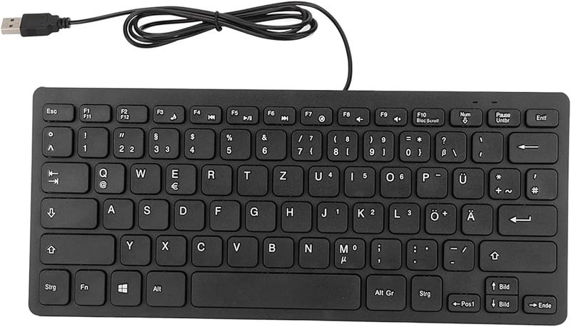 German Layout Wired USB Compact 78 Key Multi Language Keyboard For Laptop Desktop - Image 1