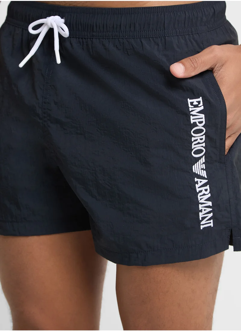 امبوريو ارماني Beachwear Logo  Drawstring Shorts