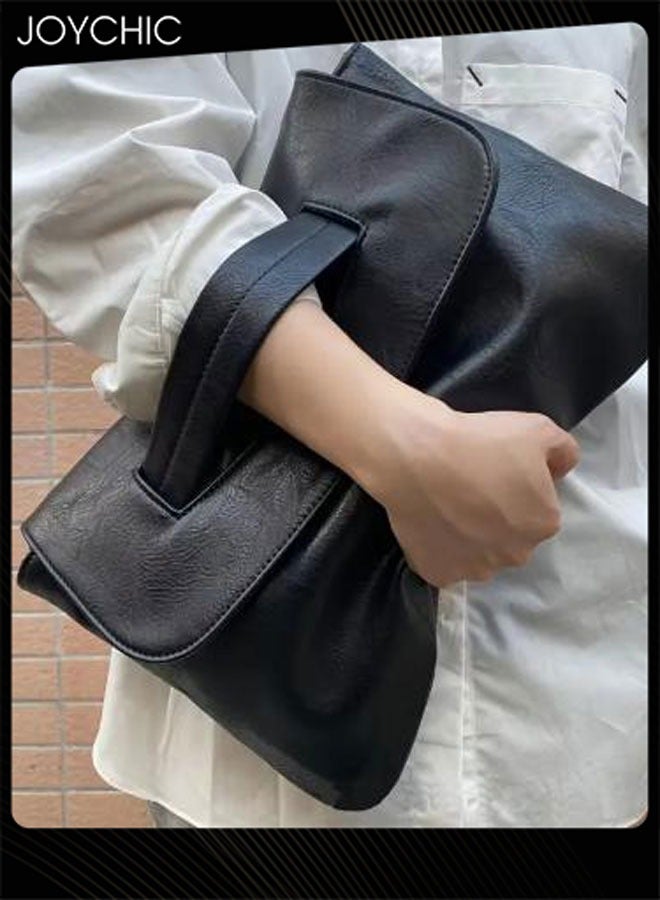 Joychic محفظة كلاتش كلاسيكية ريترو بلون موحد، محفظة عملات ذات سعة كبيرة بتصميم محكم، حقيبة نسائية عصرية للحمولة - Image 1