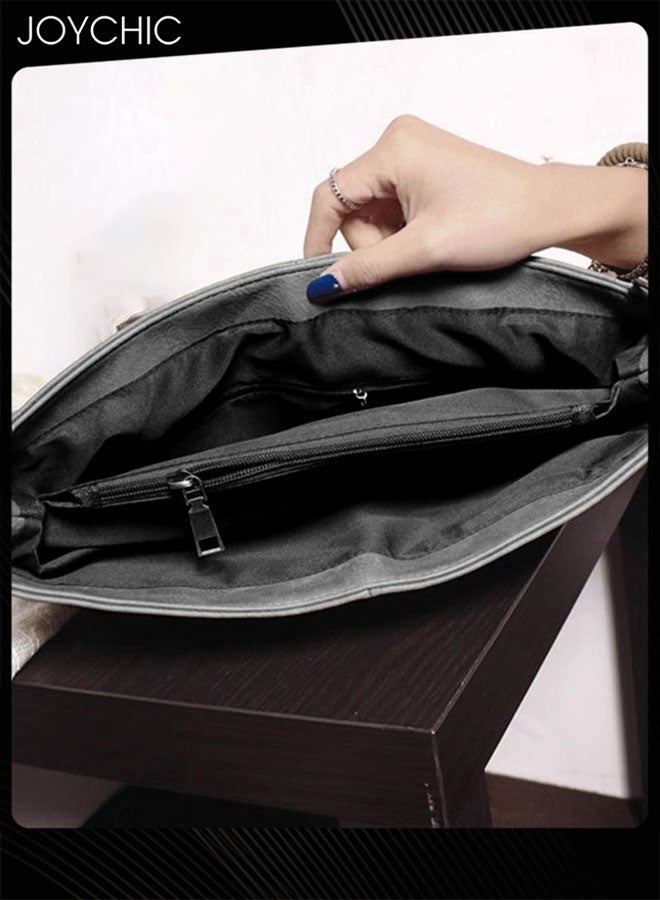 Joychic محفظة كلاتش كلاسيكية ريترو بلون موحد، محفظة عملات ذات سعة كبيرة بتصميم محكم، حقيبة نسائية عصرية للحمولة - Image 4