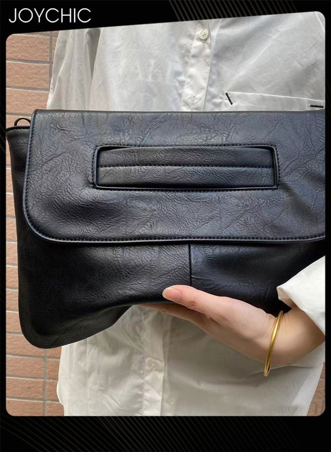 Joychic محفظة كلاتش كلاسيكية ريترو بلون موحد، محفظة عملات ذات سعة كبيرة بتصميم محكم، حقيبة نسائية عصرية للحمولة - Image 2