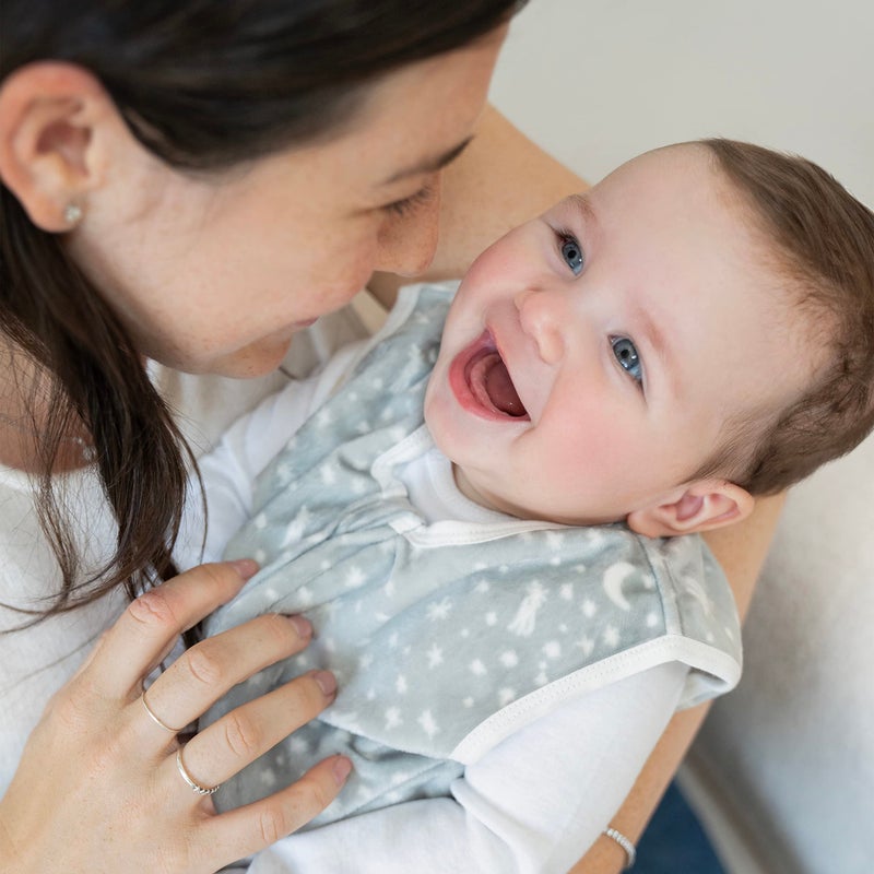 aden + anais Essentials Easy Sleeping Bag, 100% Polyester Snuggly Velboa, Wearable Baby Blanket, TOG 1.5, Small, 0-6 Months, Winter Sky - Image 4