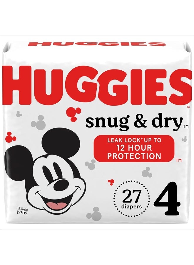 Huggies Size 4 Diapers, Snug & Dry Baby Diapers, Size 4 (22-37 lbs), 27 Count, Packaging May Vary