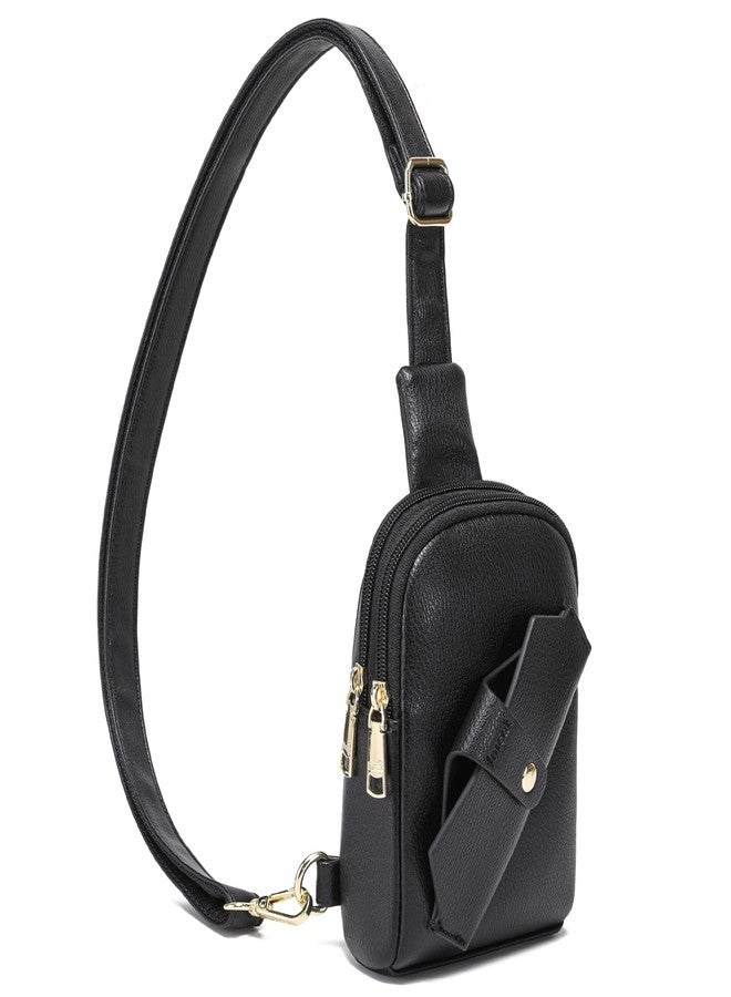 INICAT Travel Small Crossbody Sling Bags Valentines Day Gifts Women Her Cross Body Purses Vegan Leather Birthday(Black Large) - Image 1