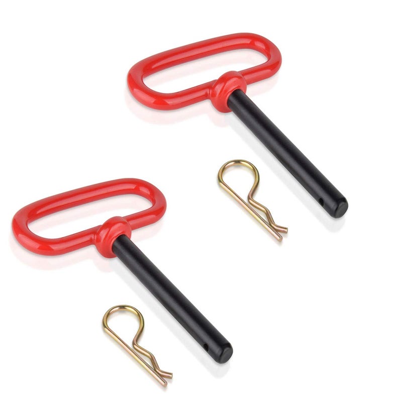 Comonc12 Inch Trailer Hitch Pins and Clip RubberCoated Handle Red Handle Accessories Tow Hitch for TractorsClevis pin2PCS 12 x 358
